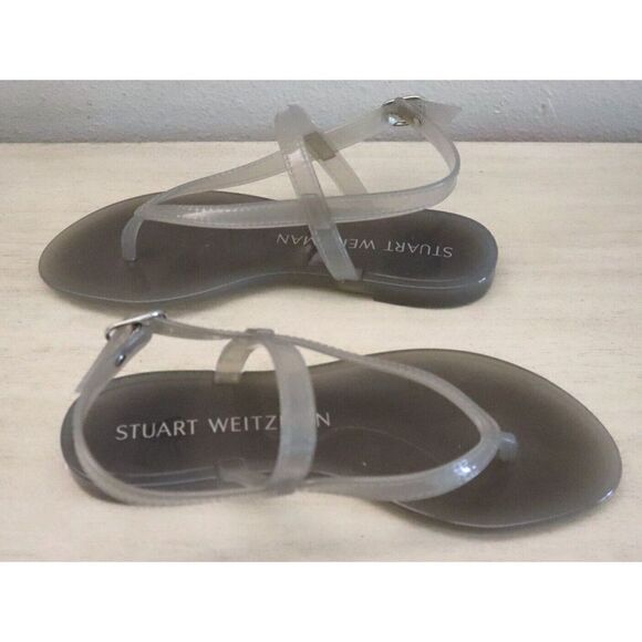 Stuart Weitzman SA740 113 Women Sz 5B Gray Summer Jelly Flat Thong Sandals $110 - Picture 4 of 9